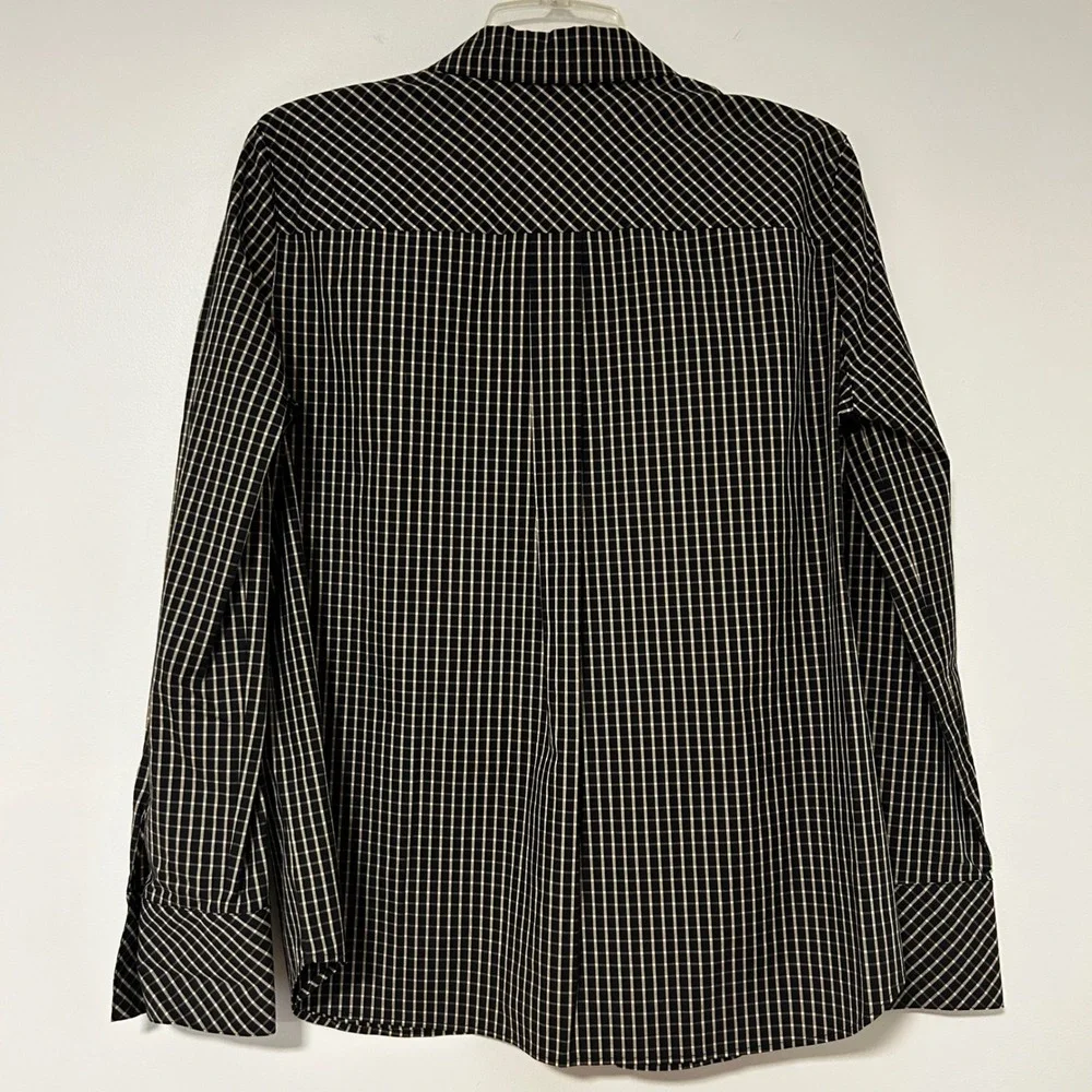 Lafayette 148 New York Womens Black White Grid Plaid Button Down Shirt Size M - Picture 7 of 7